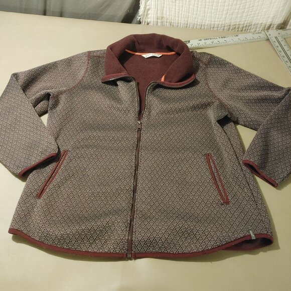 Woolrich XL Coat Women's Lochlyn Fleece Fitted Long Full Zip Jacket Wine - Picture 2 of 11